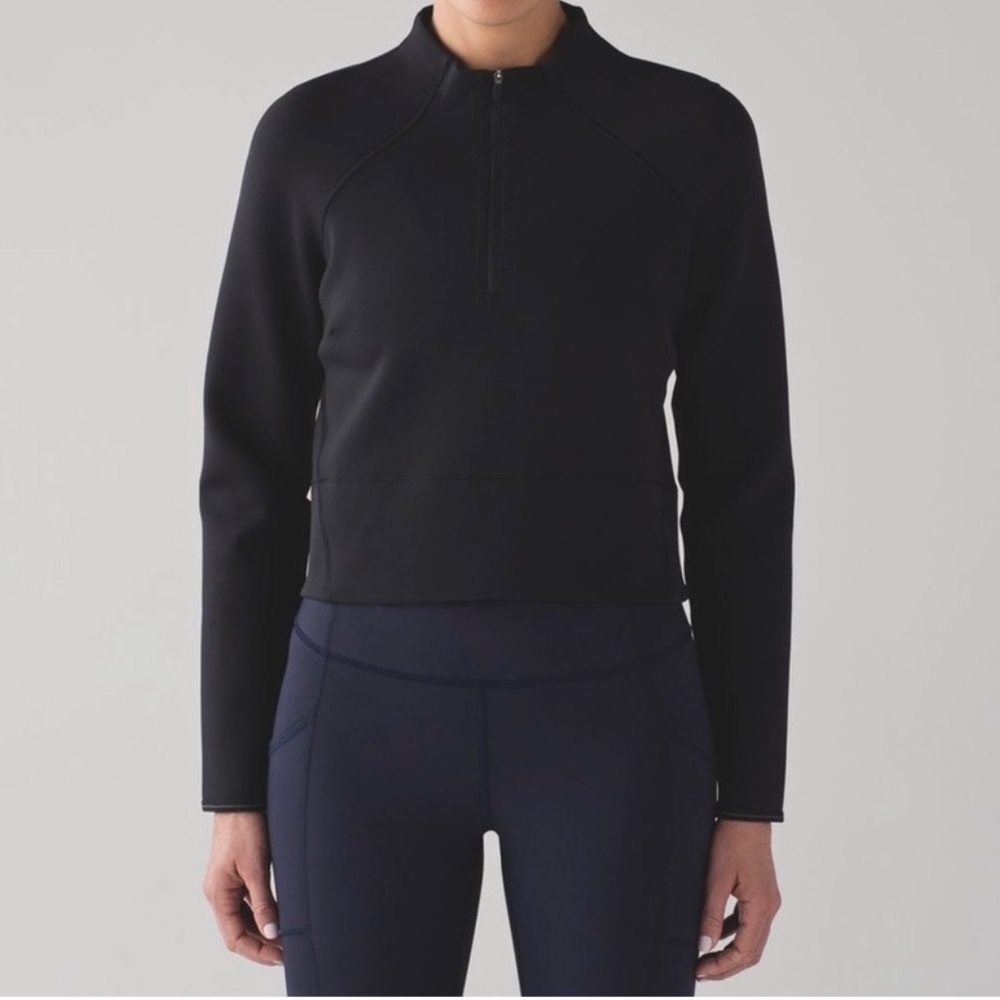 Lululemon Kicking Asphalt 1/2 Zip Black Long Sleeve Cropped-6